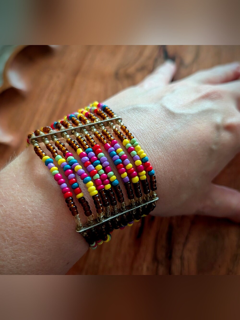Multicolor Seed Bead Stretch Bracelet - New With Tags